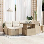 vidaXL Ensemble de canapé de jardin 7 Pièces Beige Poly rotin