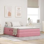vidaXL Lit avec rangement et matelas Rose 140 x 200 cm Velours