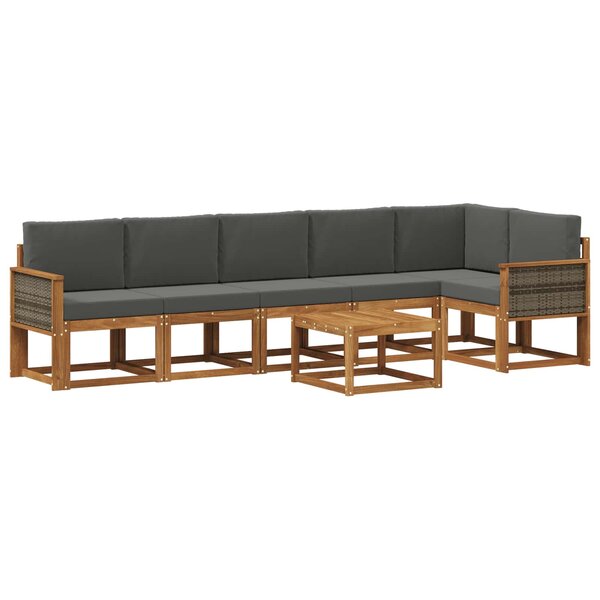 vidaXL Ensemble de canapés d'extérieur 7 Pièces Naturel et Anthracite