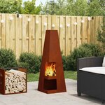vidaXL Braise Marron 35 x 35 x 100 cm Acier Corten