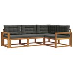 vidaXL Ensemble de canapés d'extérieur 4 Pièces Naturel et Anthracite