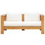 vidaXL Canapé de jardin avec coussin 140 cm Acacia solide Blanc crème