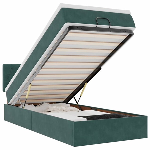 vidaXL Cadre de lit ottoman avec matelas vert foncé 90x200 cm velours