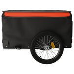 vidaXL Remorque de vélo noir et orange 45 kg fer