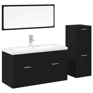 vidaXL Ensemble de mobilier de salle de bain 4 Pièces Chêne noir