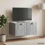 vidaXL Meuble TV mural Sonoma gris 59 5 x 41 x 30 cm Bois d'ingénierie