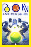 65-1428 Carte Bon ANNIVERSAIRE TENNIS Texte BLEU Brillant avec Enveloppe 12x17 5cm Pour sportif sportive tennisman tenniswoman joueur joueuse champion sport de raquette balle jaune court supporter