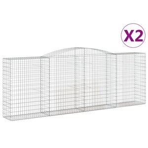 vidaXL Paniers à gabions arqués 2 Pièces 400x50x140/160 cm Fer galvanisé