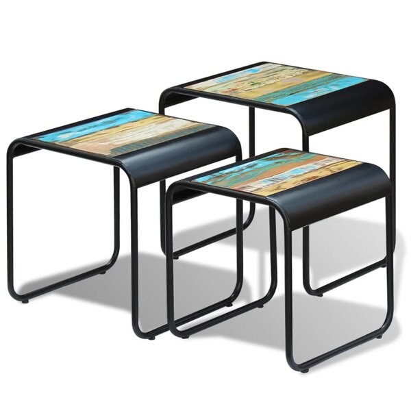 vidaXL Tables gigognes 3 Pièces Bois de récupération massif