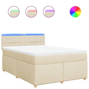 vidaXL Sommier à lattes de lit avec matelas Crème 160x200 cm Tissu