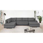 Canapé d'angle panoramique convertible - 7 places - INDIAN - Tissu 100  polyester - Gris - 360 x 228 cm