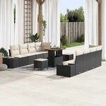 vidaXL Ensemble de canapé de jardin 11 Pièces Noir  Crème 90 x 55 x 71 cm