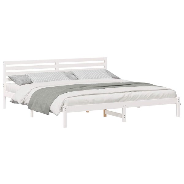 vidaXL Cadre de lit avec tête de lit Blanc 200 x 210 cm Pin massif