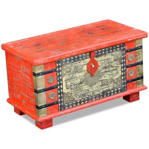 vidaXL Coffre de rangement Bois de manguier rouge 80 x 40 x 45 cm