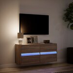 vidaXL Meuble TV mural avec lumières LED chêne marron 100x31x45 cm