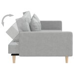 vidaXL Canapé-lit à 2 places avec deux oreillers gris clair tissu