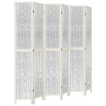 vidaXL Cloison de séparation 6 panneaux blanc bois de paulownia massif