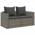 vidaXL Salon de jardin 5 Pièces avec coussins empilable gris polyrotin
