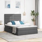 vidaXL Lit de Rangement Gris foncé 140 x 200 cm Cuir synthétique