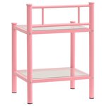 vidaXL Tables de chevet 2 Pièces Rose et transparent Métal et verre