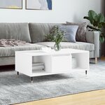 vidaXL Table basse Blanc 90x50x36 5 cm Bois d'ingénierie