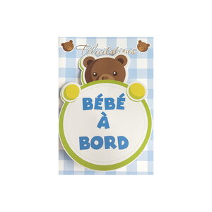 Carte de voeux - naissance - félicitations - bébé a bord - bleu
