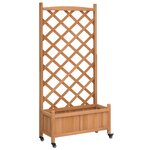 vidaXL Jardinière avec treillis et roues marron bois massif de sapin