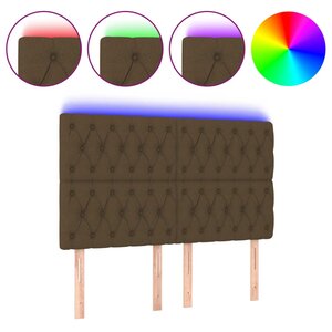 vidaXL Tête de lit à LED Marron foncé 160x7x118/128 cm Tissu