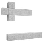 vidaXL Ensemble de meuble TV 7 Pièces Gris béton Bois d'ingénierie