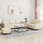 vidaXL Ensemble de canapés 3 Pièces avec coussins Crème Similicuir