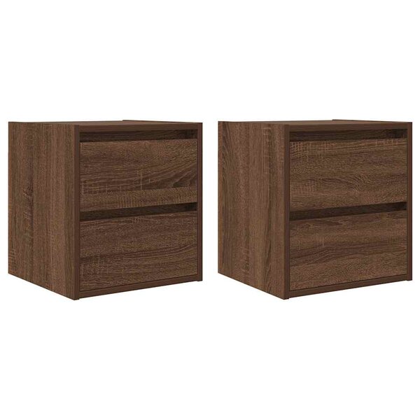 vidaXL Tables de chevet murales 2 Pièces chêne marron 38x34x40 cm