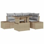 vidaXL Ensemble de canapé de jardin avec coussin 5 Pièces Beige polyrotin