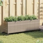 vidaXL Jardinières et roulettes 2 Pièces gris 107x32x38 cm résine tressée