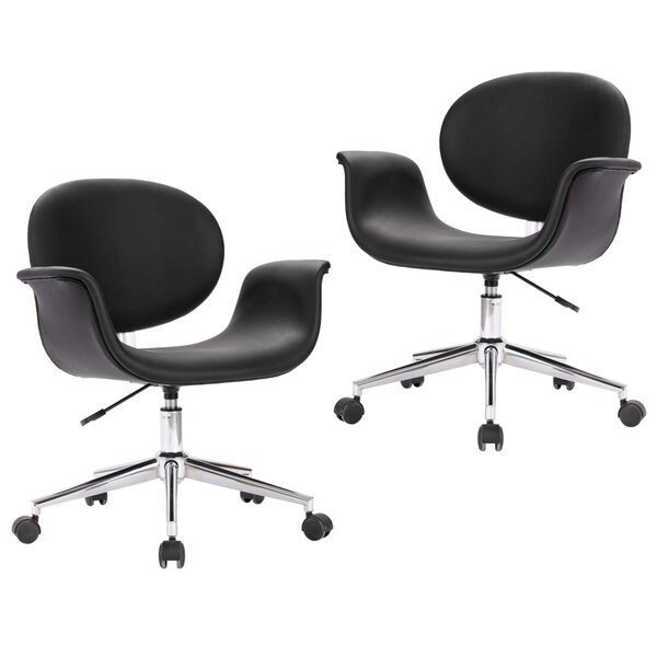 vidaXL Chaises pivotantes à manger lot de 2 noir similicuir
