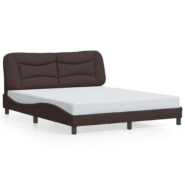 vidaXL Cadre de lit sans matelas Hvar marron foncé 160x200 cm tissu