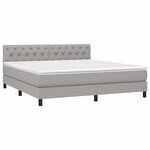 vidaXL Sommier à lattes de lit matelas LED Gris clair 160x200 cm Tissu