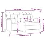 vidaXL Canapé 2 places avec oreillers jaune clair 140 cm tissu