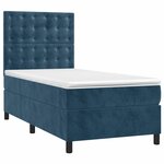 vidaXL Sommier à lattes de lit et matelas et LED Bleu foncé 90x200 cm