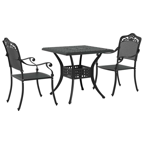 vidaXL Ensemble de tables de jardin 3 Pièces Noir Aluminium coulé