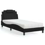 vidaXL Lit avec matelas noir 90x190 cm similicuir