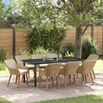 vidaXL Ensemble de salle à manger pour jardin 9 Pièces Beige polyrotin