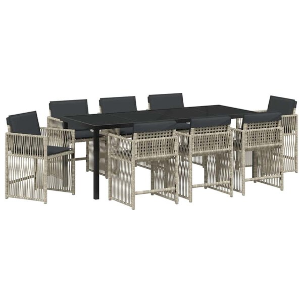 vidaXL Ensemble de salle à manger pour jardin 9 Pièces Gris clair