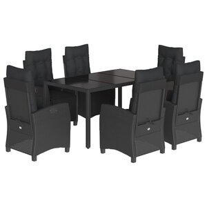 vidaXL Ensemble à manger de jardin coussins 7Pièces Noir Résine tressée