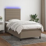 vidaXL Sommier à lattes de lit et matelas et LED Taupe 80x200 cm Tissu