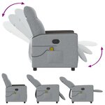 vidaXL Fauteuil de massage inclinable Gris clair Tissu