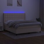 vidaXL Sommier à lattes de lit matelas et LED Crème 180x200 cm Tissu