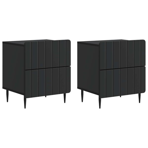 vidaXL Cabinet de chevet avec tiroir 2 Pièces Noir 43 x 34 5 x 49 5 cm