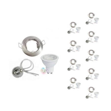 Kit spot led gu10 encastrable avec ampoule led 8w (pack de 10) - blanc neutre 4000k - 5500k - silamp