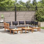 vidaXL Ensemble de banc de jardin avec coussin 4 Pièces Marron et gris