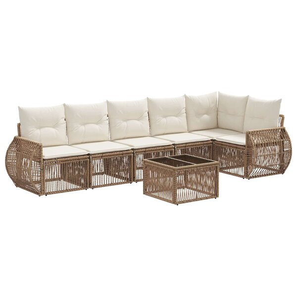 vidaXL Ensemble de canapé de jardin 7 Pièces Beige et blanc crème